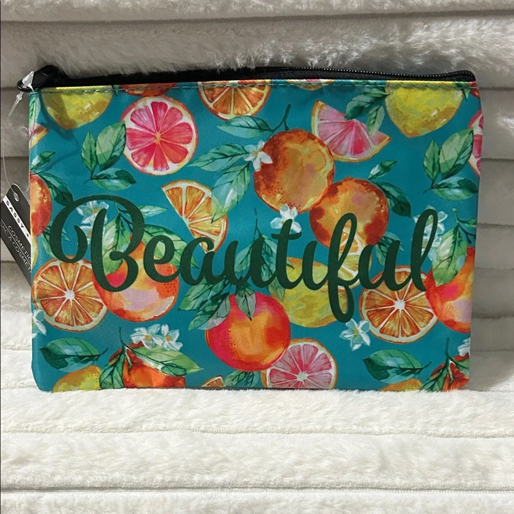 5 piece set Colorful Citrus Print Pouch w/ jewelry 🦄
